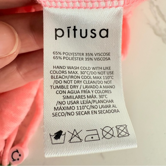 Pitusa Pink Fringe Maxi T-shirt Dress Beaded Hem size Petite - Picture 6 of 7